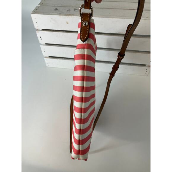 DOONEY & BOURKE PINK, WHITE STRIPED SMALL CANVAS CROSSBODY BAG - Picture 5 of 16